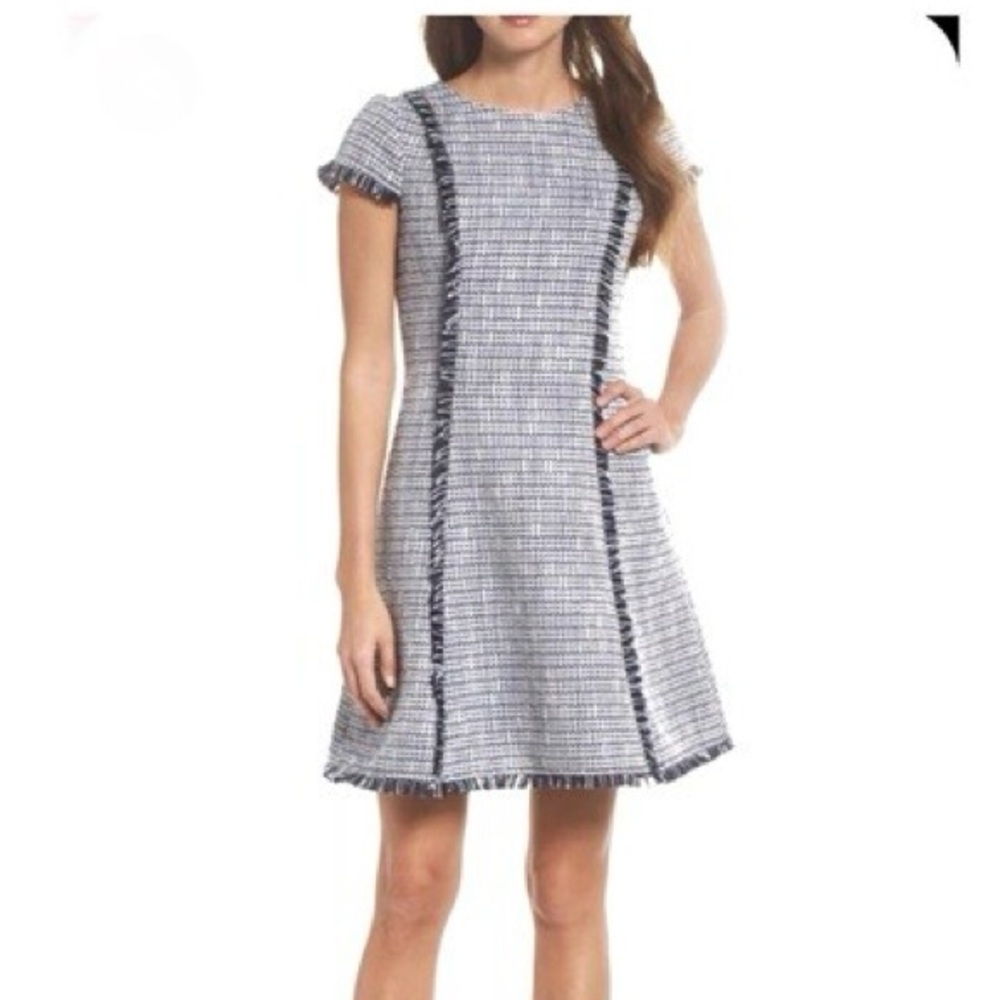 Eliza J Navy Tweed A-Line Mini Dress